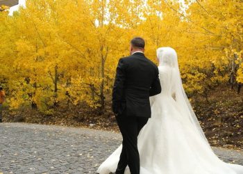 Bitlis’te gelin ve damadın fotoğraf çekimine ayı engelli