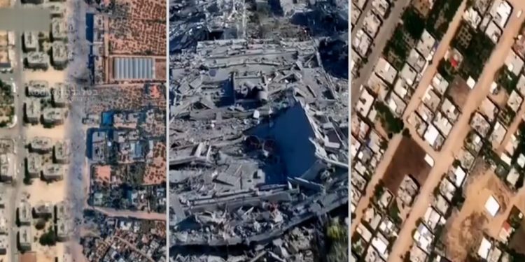 İsrail’in Gazze’de yıktığı mahalle uydudan görüntülendi